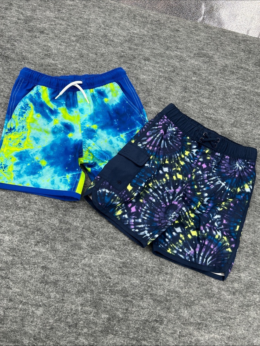 Lands' End Boys Blue Tie-Dye Swim Shorts Set Size 6-7